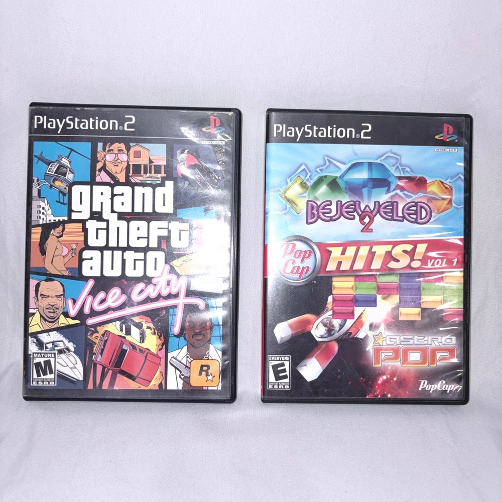 PS2 Games GTA Vice City Bejeweled 2 Astro Pop Bundle Black OS